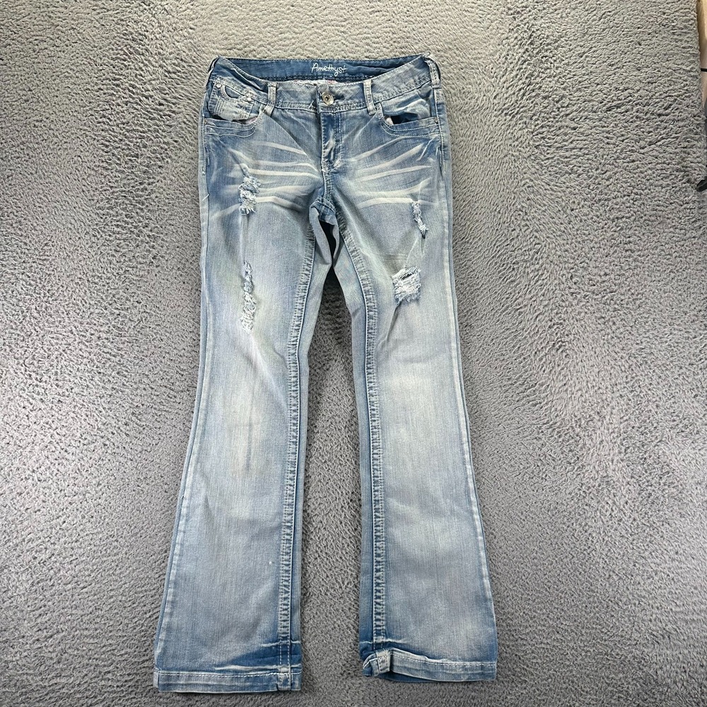 Amethyst Jeans Womens 9 Blue Cotton Denim Bootcut Leg Distressed Western Stretch
